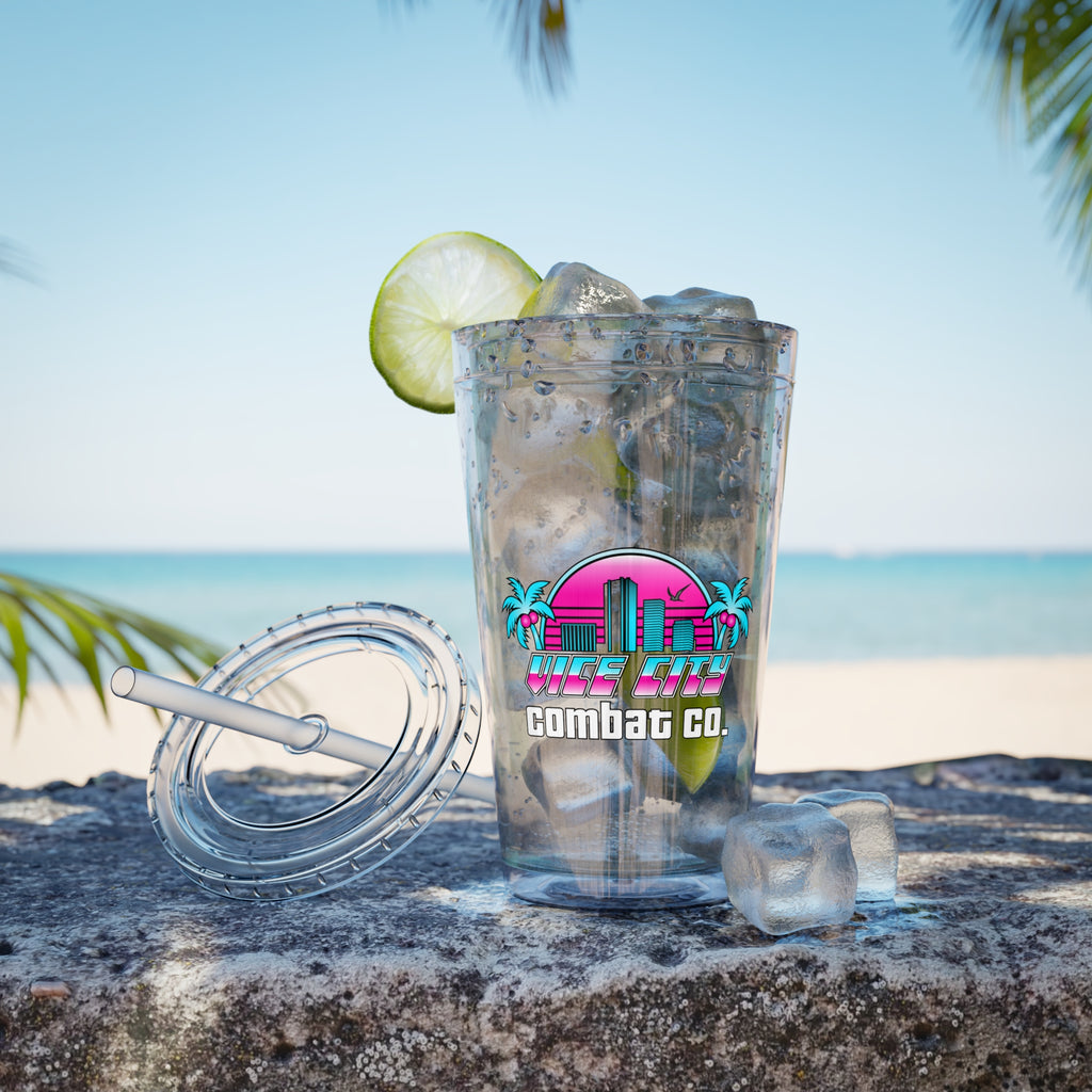 Vice City Combat Co. - Sunsplash Acrylic Tumbler with Straw, 16oz - 4 Colors