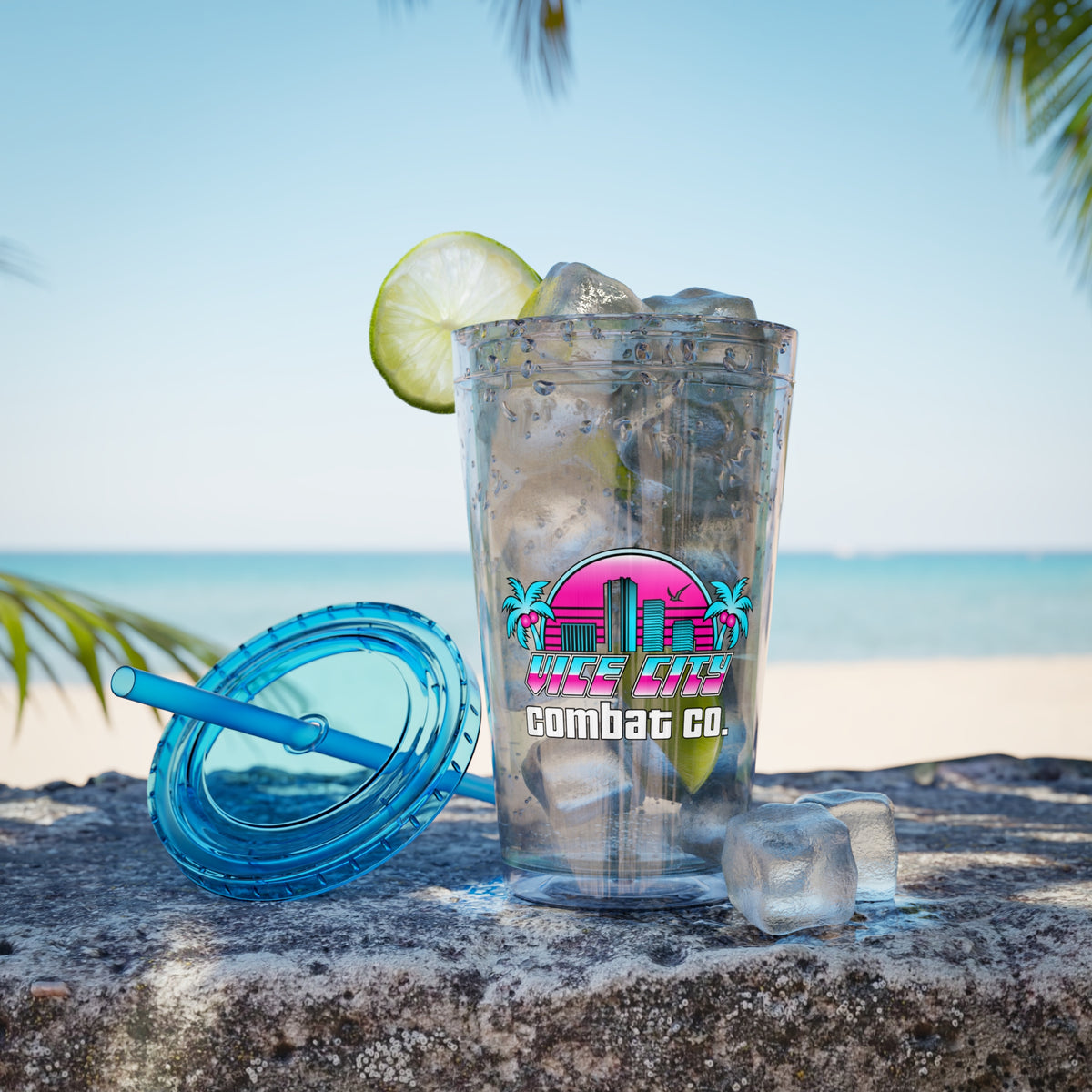 Vice City Combat Co. - Sunsplash Acrylic Tumbler with Straw, 16oz - 4 Colors