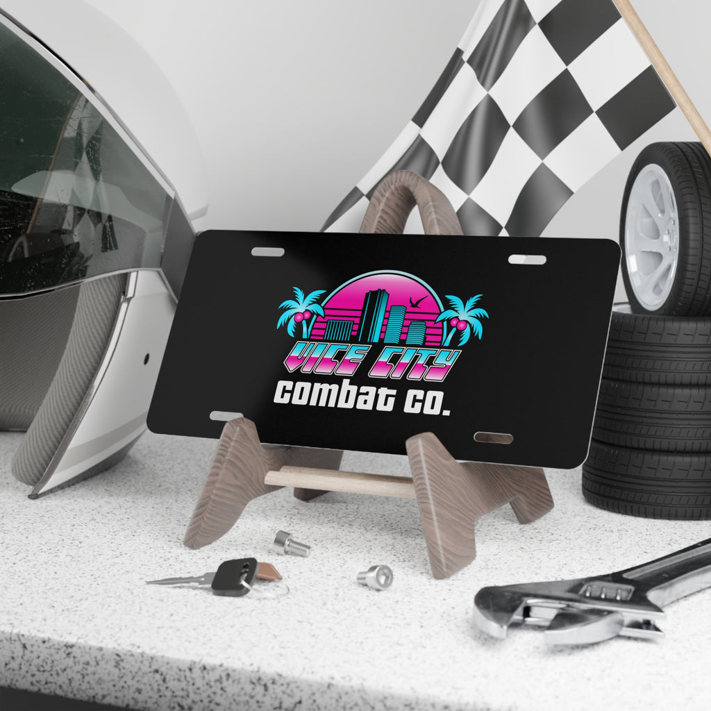Vice City Combat Co. - Large Logo Black Aluminum Vehicle Vanity Plate