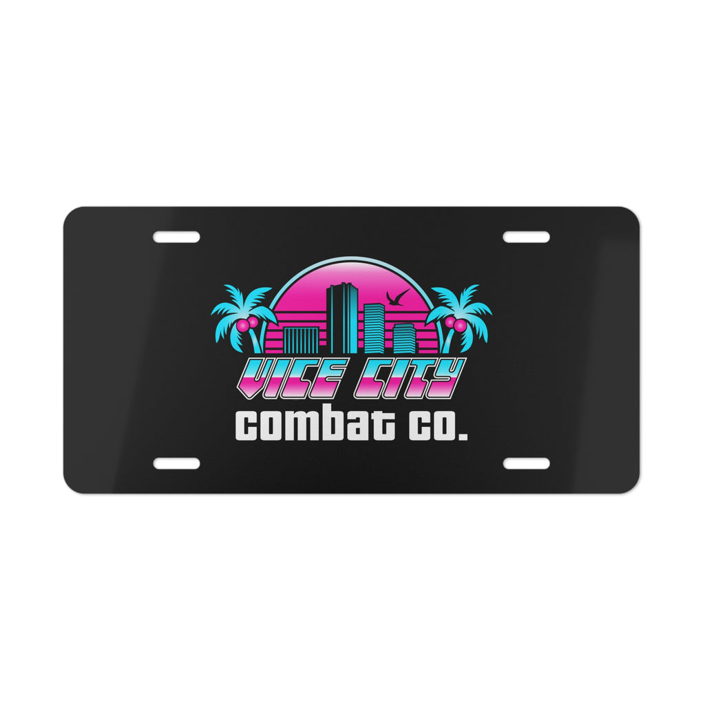 Vice City Combat Co. - Large Logo Black Aluminum Vehicle Vanity Plate