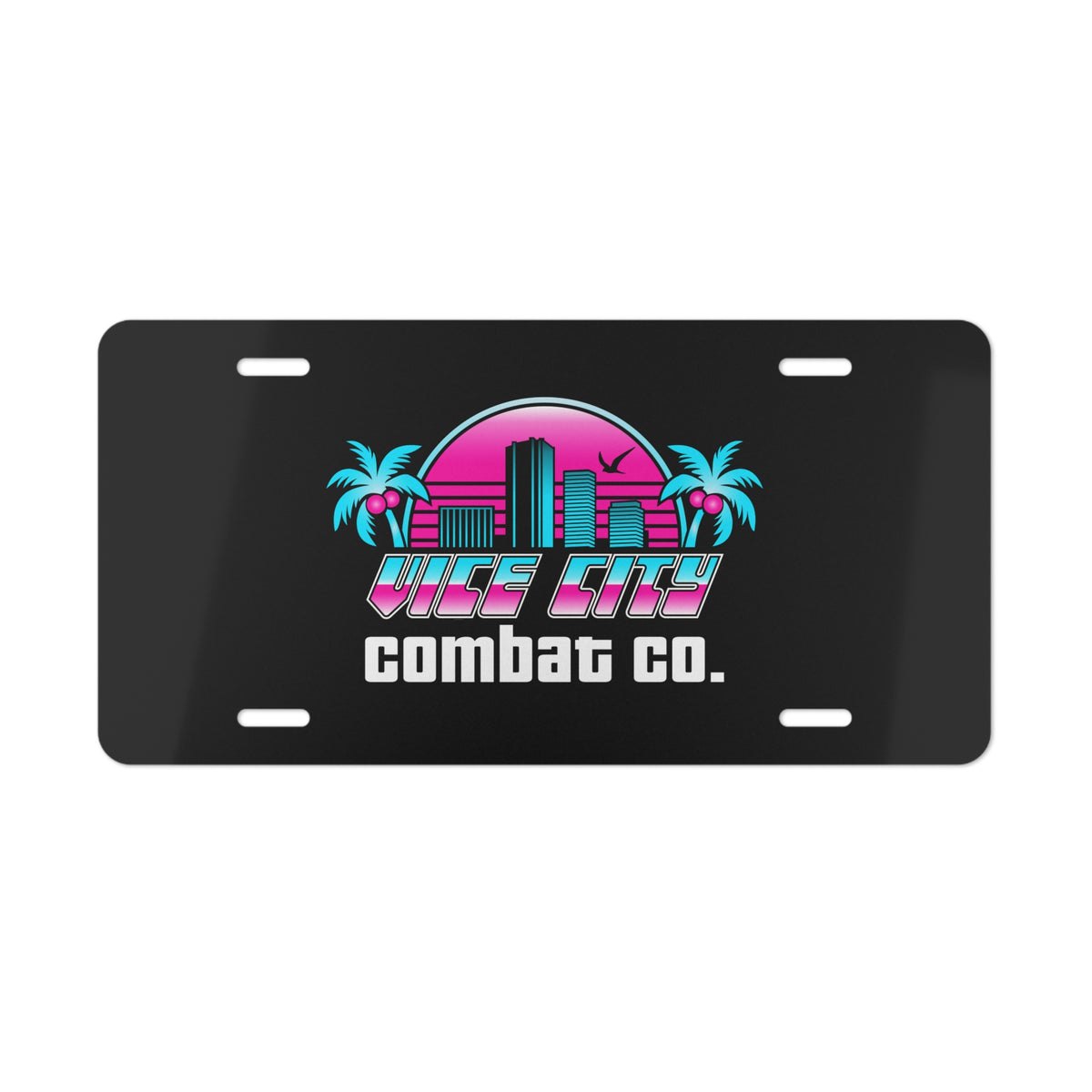 Vice City Combat Co. - Large Logo Black Aluminum Vehicle Vanity Plate