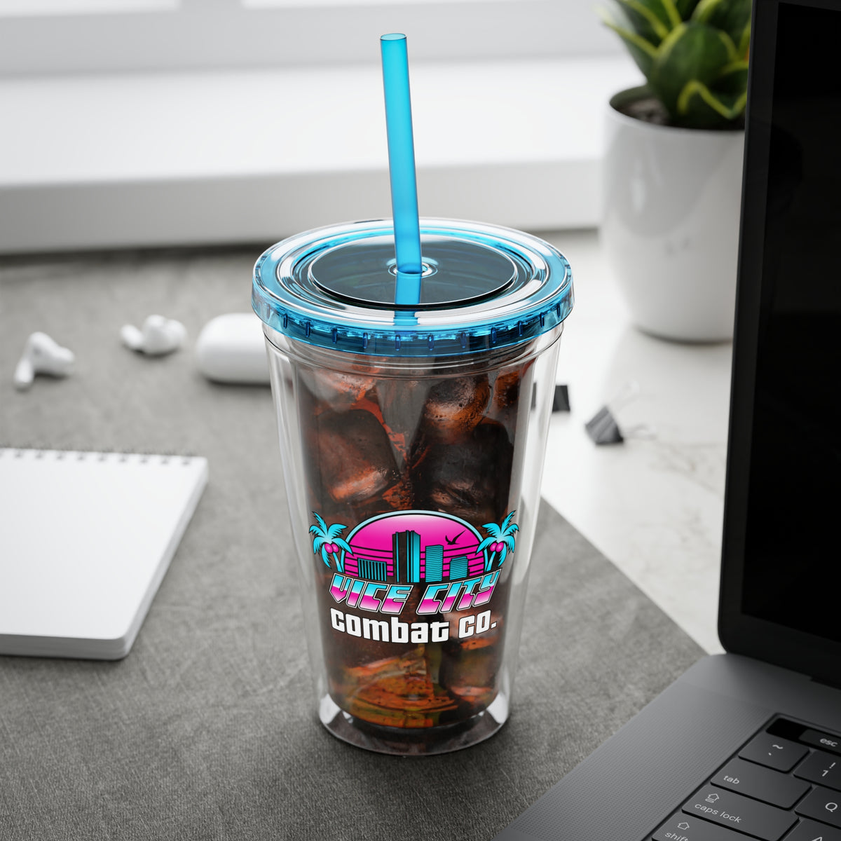 Vice City Combat Co. - Sunsplash Acrylic Tumbler with Straw, 16oz - 4 Colors
