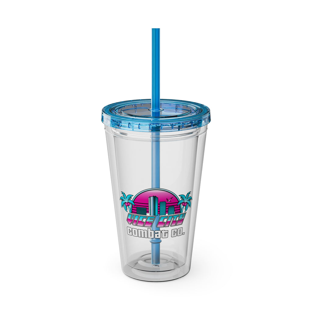 Vice City Combat Co. - Sunsplash Acrylic Tumbler with Straw, 16oz - 4 Colors