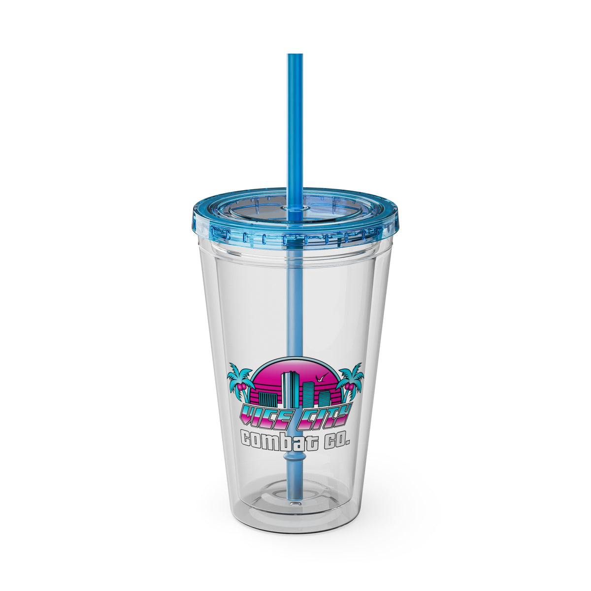 Vice City Combat Co. - Sunsplash Acrylic Tumbler with Straw, 16oz - 4 Colors