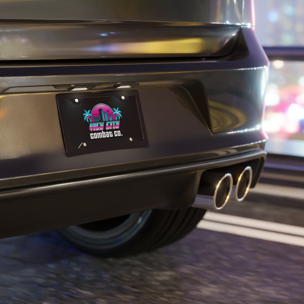 Vice City Combat Co. - Large Logo Black Aluminum Vehicle Vanity Plate