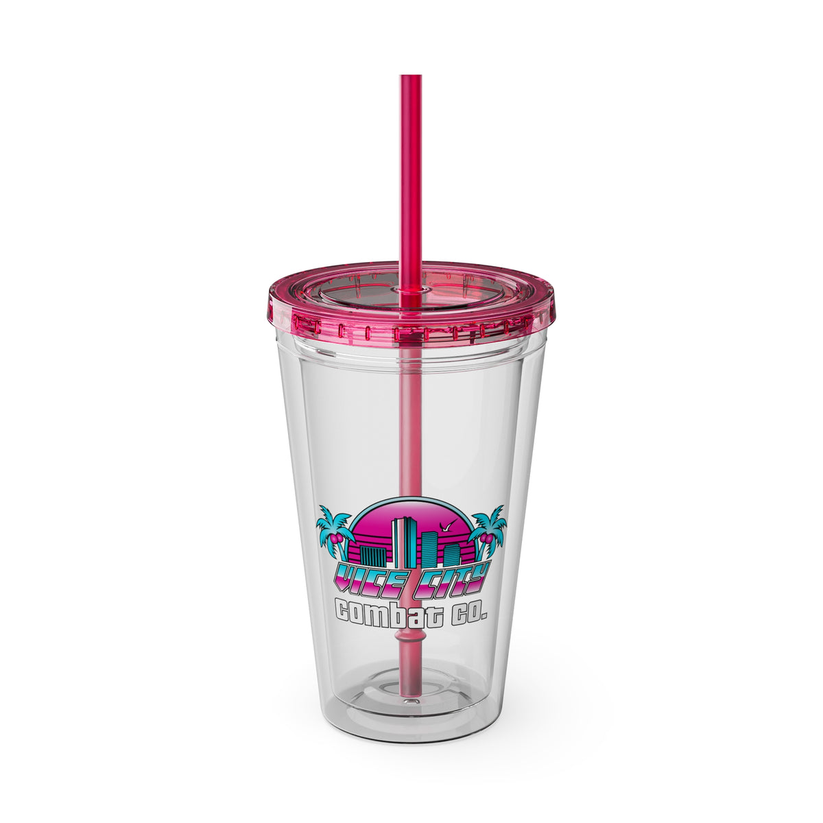 Vice City Combat Co. - Sunsplash Acrylic Tumbler with Straw, 16oz - 4 Colors