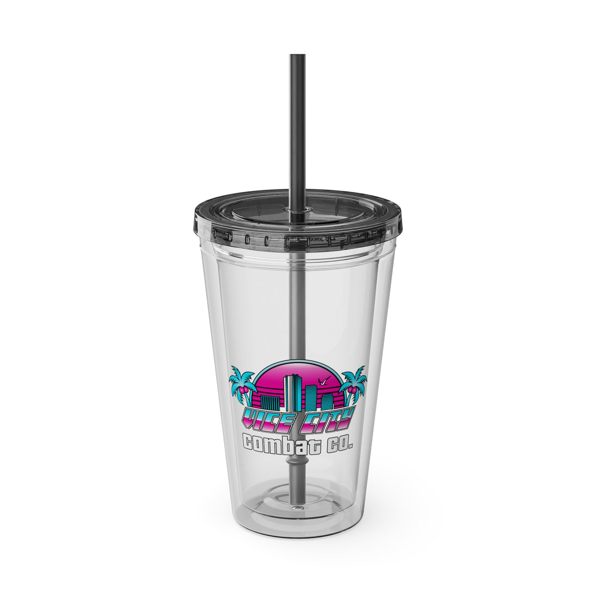 Vice City Combat Co. - Sunsplash Acrylic Tumbler with Straw, 16oz - 4 Colors