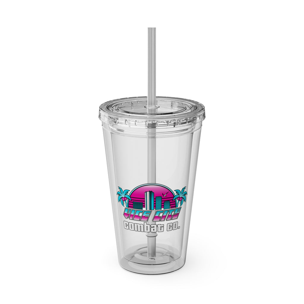Vice City Combat Co. - Sunsplash Acrylic Tumbler with Straw, 16oz - 4 Colors