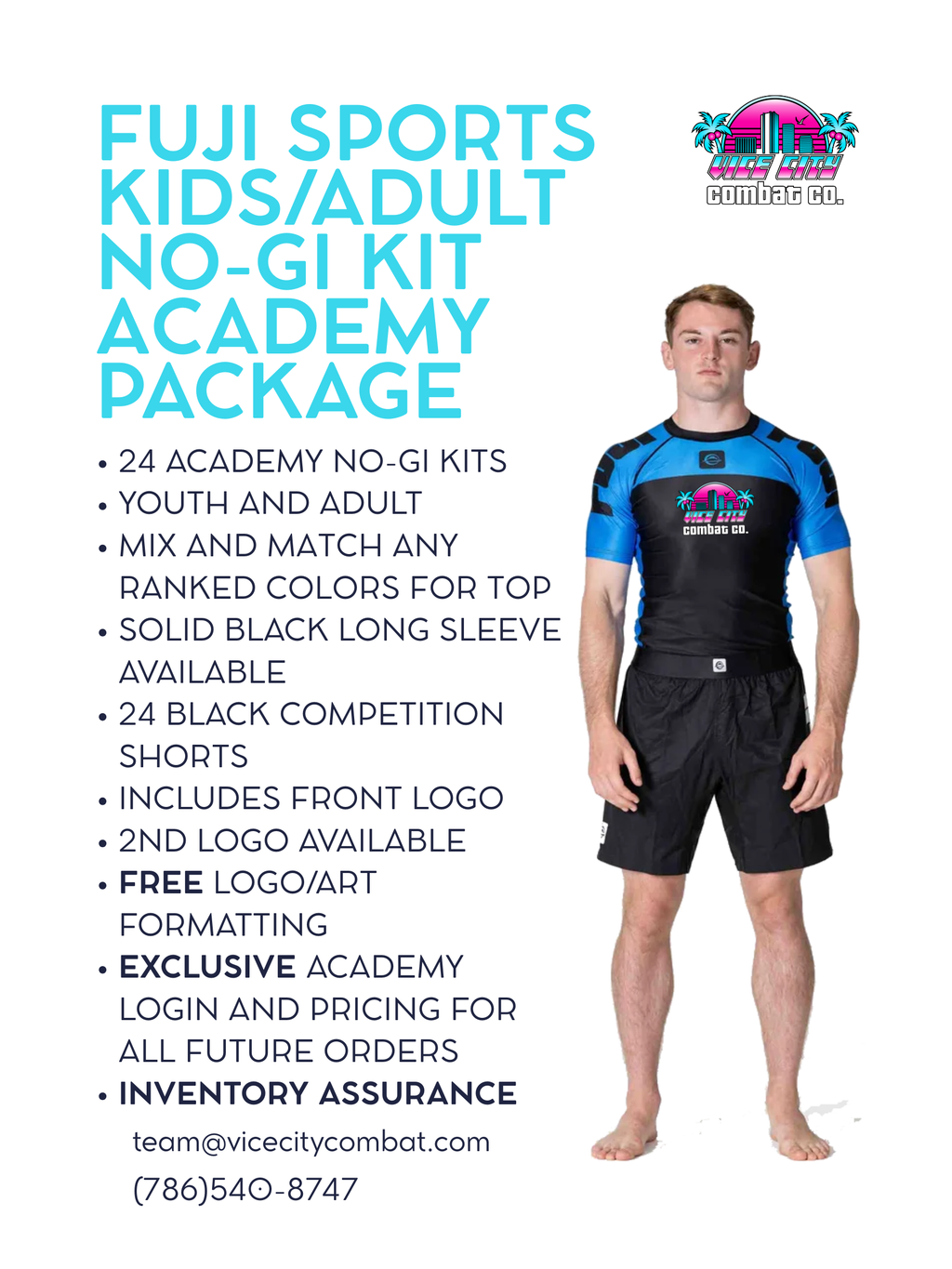 24 BJJ No-Gi Kits PREMIUM Academy Package - Fuji Sports Ranked Competition Rash Guard and Short