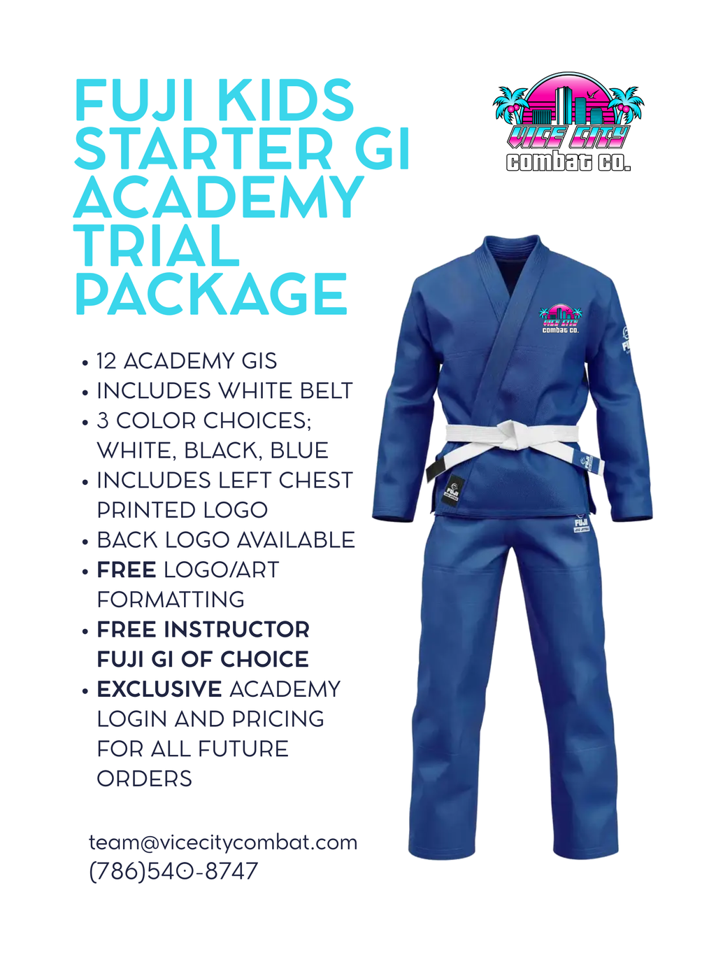 12 Gi Academy TRIAL Package - Fuji Kids Starter Gi - 3 Colors Available