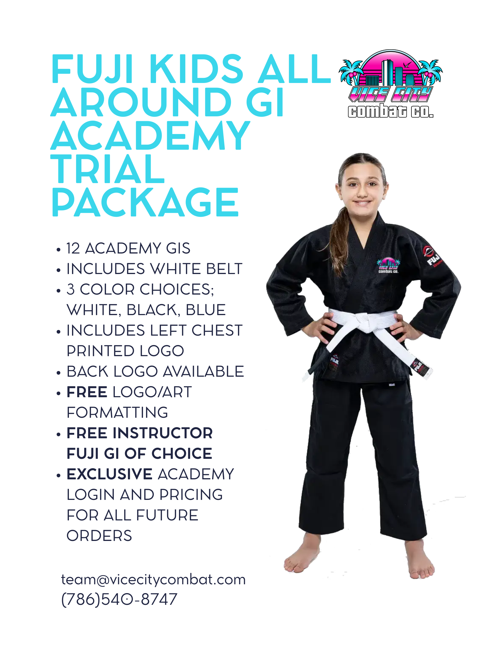 12 Gi Academy TRIAL Package - Fuji Kids All Around Gi - 4 Colors Available