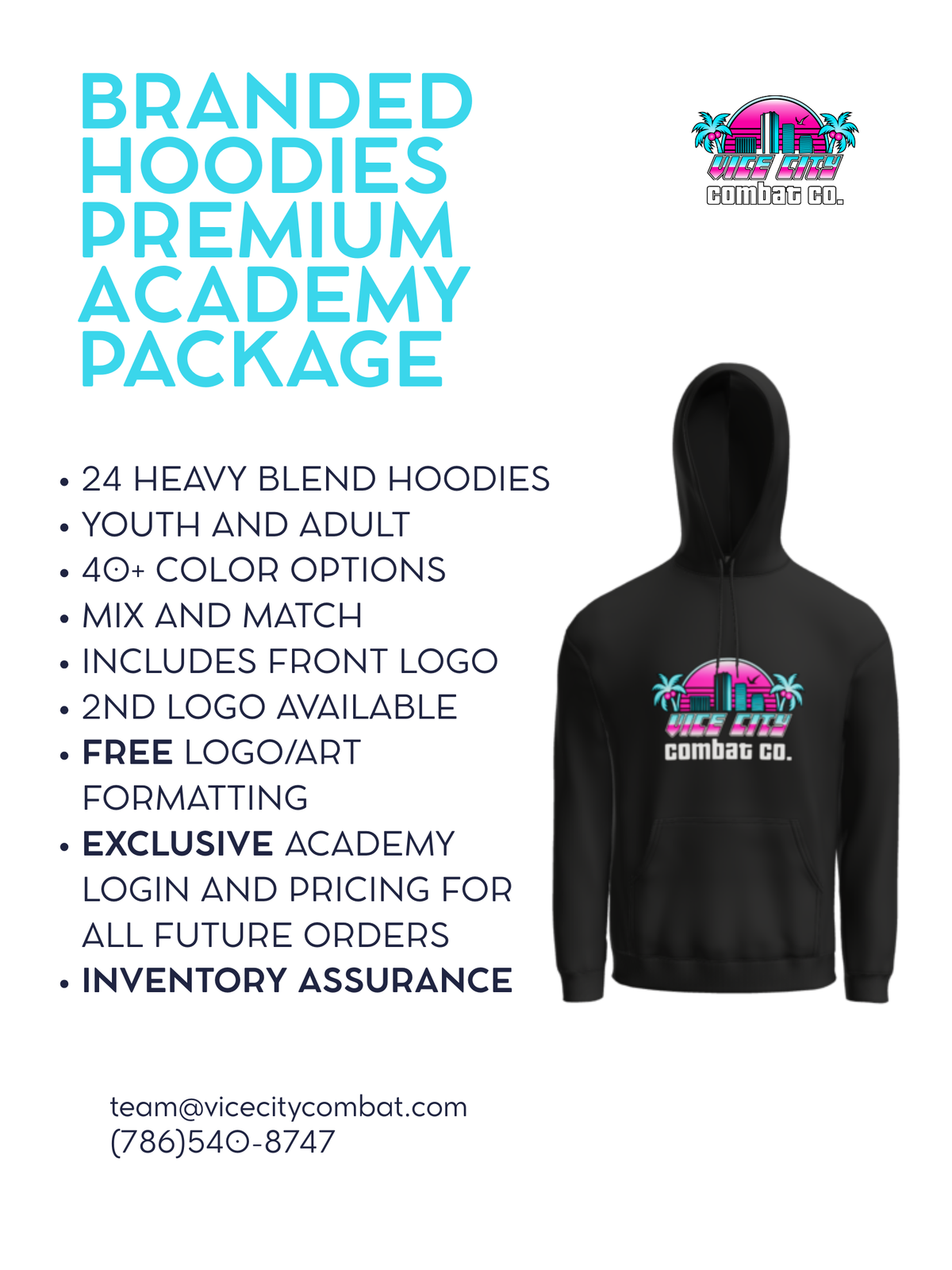 24 Academy Branded Hoodies - PREMIUM Academy Package - Mix and Match